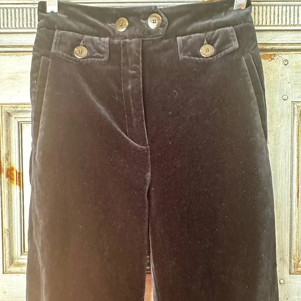Sezane Velvet Florentine Trousers in Dark Blue Size 34